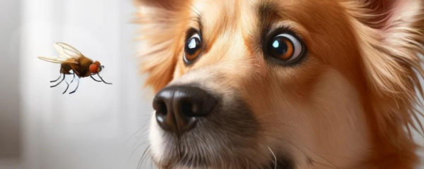 chien qui a peur des mouches